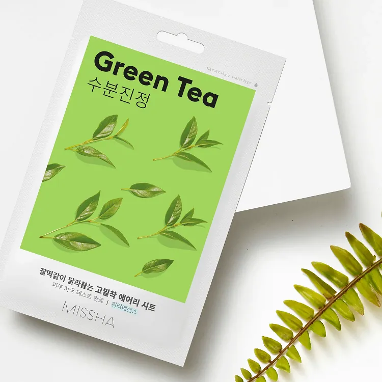 Airy Fit Sheet Mask Green Tea - Маска для лица успокаивающая с экстрактом зеленого чая для сухой кожи, 19 г