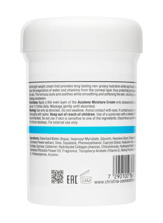 Elastin Collagen Azulene Moisture Cream with Vit. A, E & HA for normal skin – Увлажняющий крем с витаминами A, E и гиалуроновой кислотой для нормальной кожи «Эластин, коллаген, азулен», 250 мл